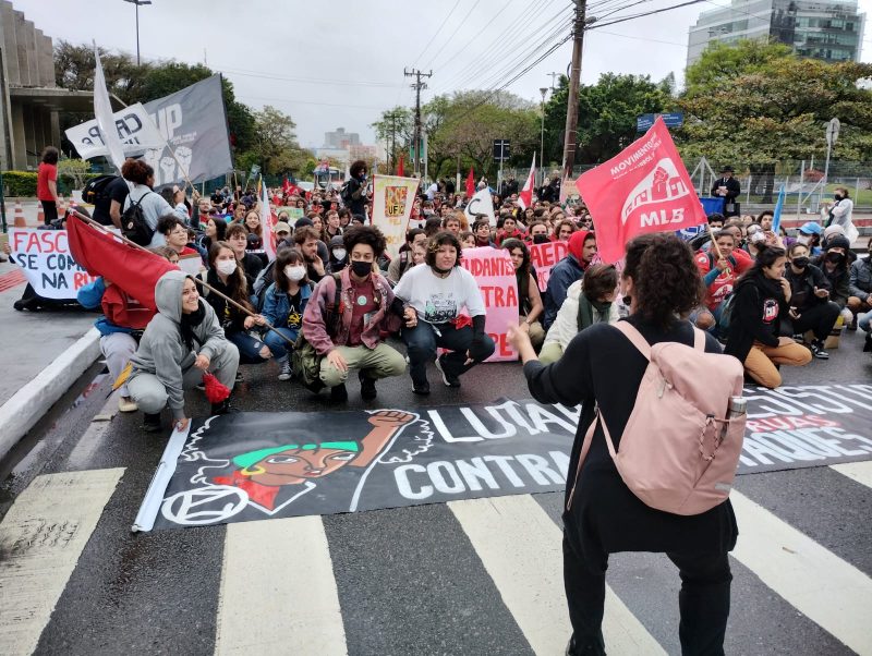 Ato contra o governo de Bolsonaro foi registrado em Florian&oacute;polis – Foto: Marina Sim&otilde;es/ND