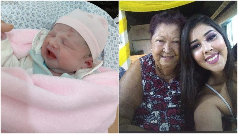 Beb&ecirc; nasce com sinal da cruz na testa: mensagem de prote&ccedil;&atilde;o da bisav&oacute; – Foto: Reprodu&ccedil;&atilde;o