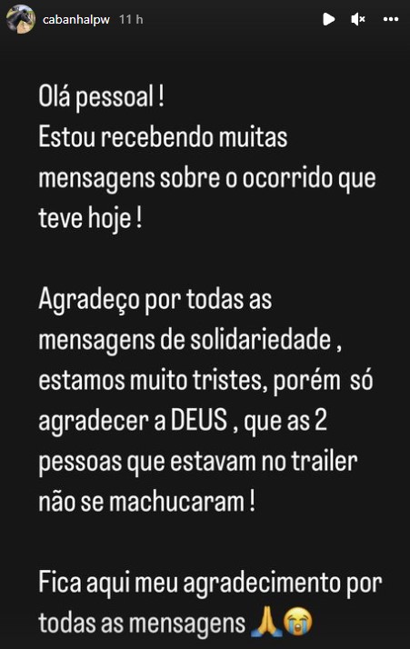 Cabanha LPW publicou mensagem na internet – Foto: Reprodu&ccedil;&atilde;o/Internet