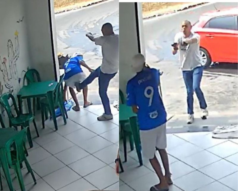 Cabo Th&eacute;o agride jovem com arma em punho: ‘Pega minha bandeira!’ – Foto: Reprodu&ccedil;&atilde;o