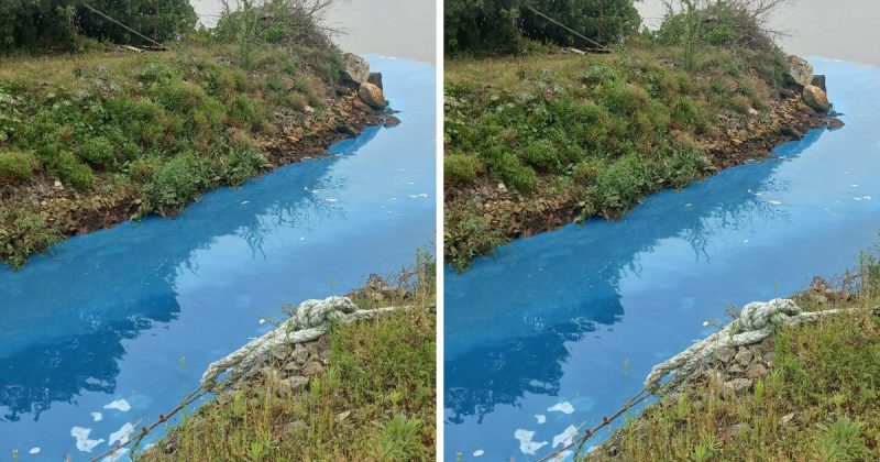 Rio Itaja&iacute;-A&ccedil;u, em Navegante, muda de cor e intriga autoridades – Foto: Reprodu&ccedil;&atilde;o/ND