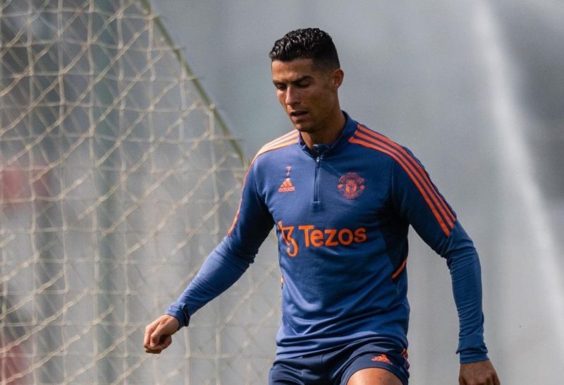 Cristiano Ronaldo durante treino do United