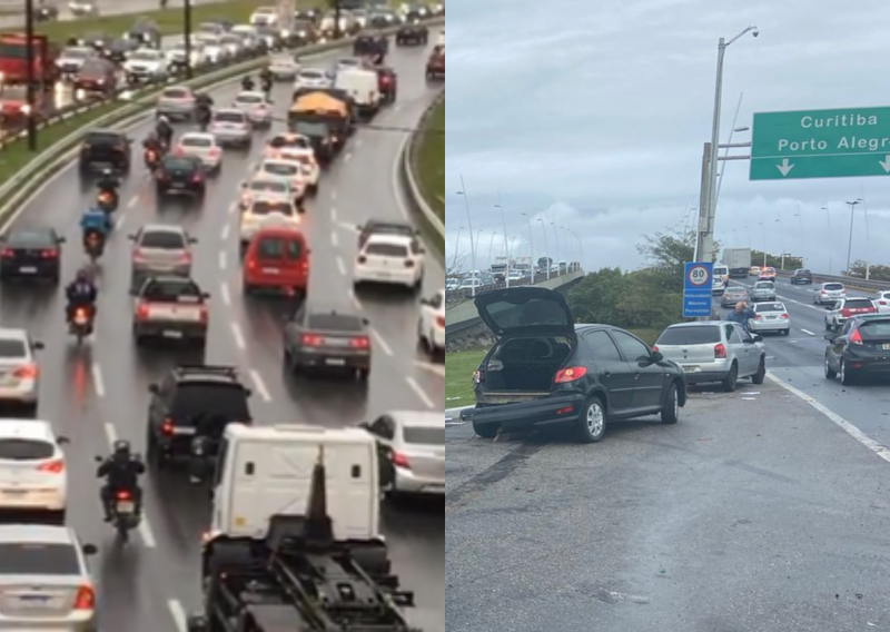 Quatro acidentes foram registrados na manh&atilde; chuvosa desta ter&ccedil;a-feira – Foto: GMF/Reprodu&ccedil;&atilde;o/ND