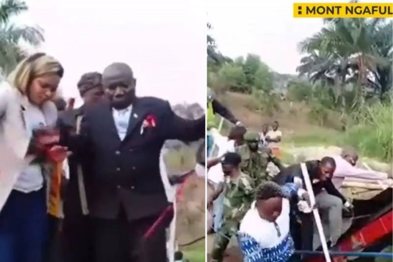 V&iacute;deo registrou o momento em que estrutura desaba ap&oacute;s faixa de inaugura&ccedil;&atilde;o ser cortada – Foto: Reprodu&ccedil;&atilde;o/Internet