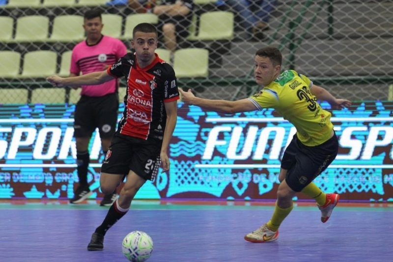 JEC Futsal foi derrotado pelo Marechal na segunda rodada da Copa Mundo do Futsal Sub-19 – Foto: Christian Rizzi/Divulga&ccedil;&atilde;o/ND