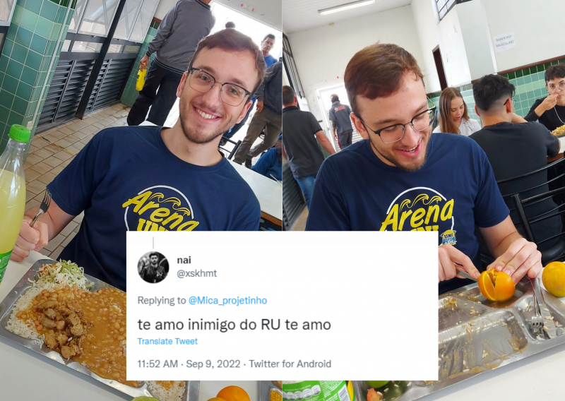 Micael viralizou com seus grandes pratos de comida – Foto: @Mica_projetinho/Twitter/Reprodu&ccedil;&atilde;o/ND