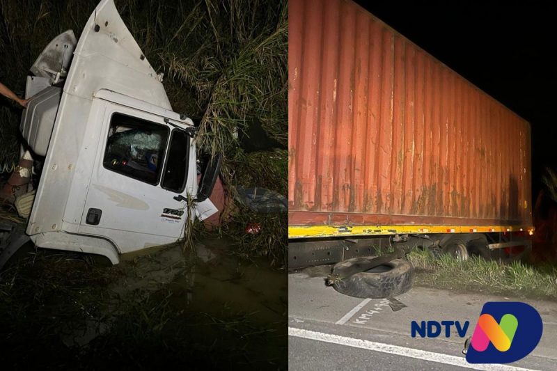 Acidente aconteceu na noite de quarta-feira (28), na SC-416, em Itapo&aacute; – Foto: Ricardo Alves/NDTV