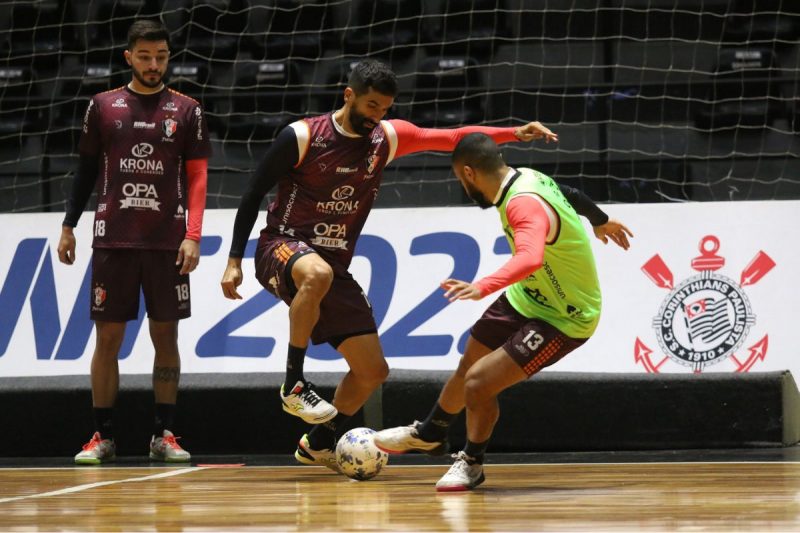 JEC Futsal encara o Corinthians nesta sexta-feira (30), no primeiro jogo das quartas de final – Foto: Juliano Schmidt/JEC Futsal/Divulga&ccedil;&atilde;o/ND