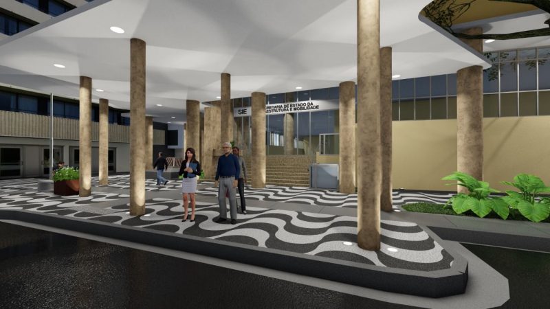 Imagem mostra como vai ficar a parte externa do Edif&iacute;cio das Diretorias, no Centro de Florian&oacute;polis – Foto: Divulga&ccedil;&atilde;o/ND