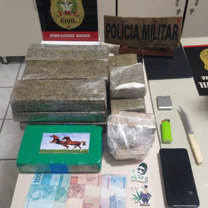 Casal que estava no carro que transportava a droga foi preso – Foto: PM/Divulga&ccedil;&atilde;o/ND