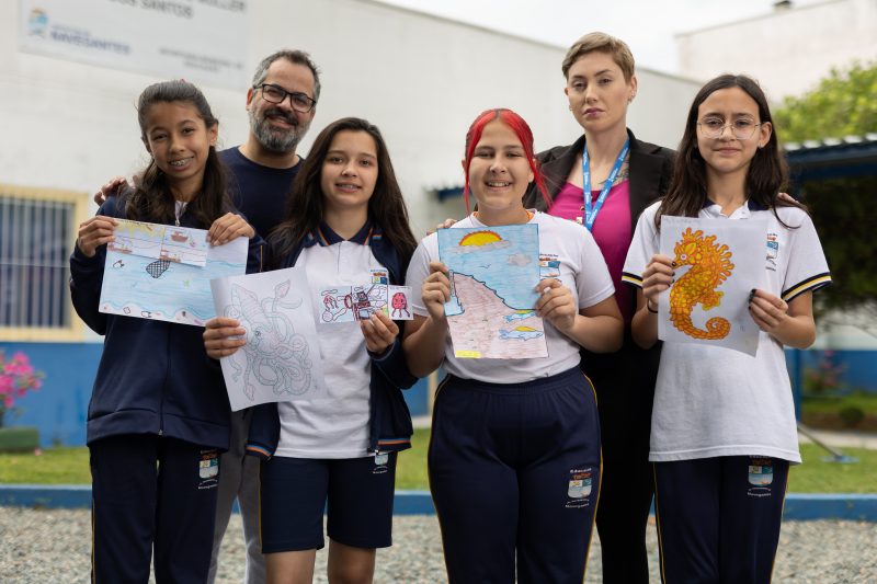 Alunos desenvolvem trabalhos sobre conscientiza&ccedil;&atilde;o e cuidados com o oceano – Foto: Eliandro Polidoro