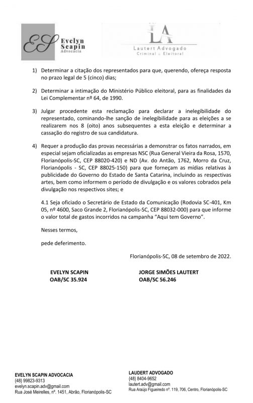 Ação de Investigação começou a tramitar hoje – Foto: TRE-SC