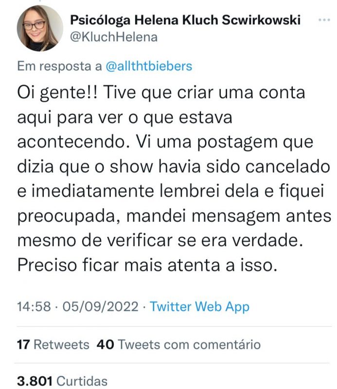 Psic&oacute;loga explica por que enviou mensagem &agrave; paciente – Foto: Reprodu&ccedil;&atilde;o/ND