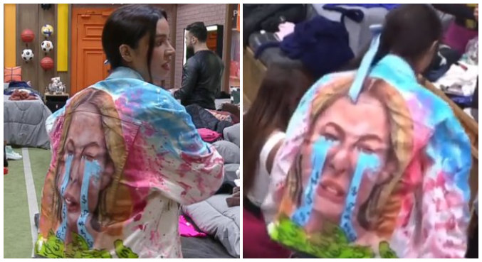 Kerline exibiu jaqueta com estampa inusitada nos primeiros dias do reality rural – Foto: Reprodu&ccedil;&atilde;o/Internet