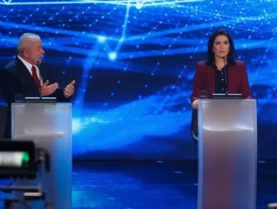 Lula e Simone Tebet no debate da Band – Foto: Band TV