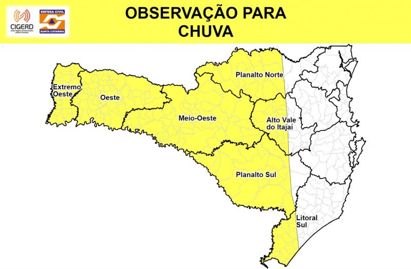 Chuva atinge, principalmente, a regi&atilde;o do Oeste e Planaltos no Estado – Foto: Defesa Civil/Reprodu&ccedil;&atilde;o/ND