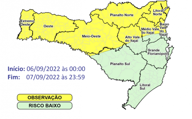 Regiões do Norte do Estado estão em observação para os fenômenos &#8211; Foto: Defesa Civil/Divulgação/ND
