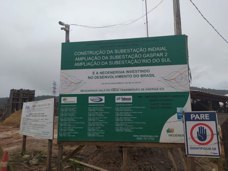 Canteiro de obra &eacute; a amplia&ccedil;&atilde;o da subesta&ccedil;&atilde;o de Gaspar – Foto: Marco Aur&eacute;lio J&uacute;nior/ND