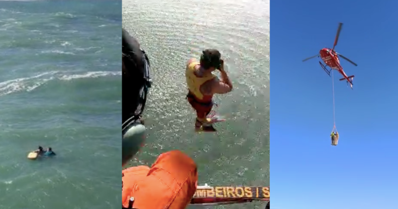 Resgate foi relizado neste domingo (18) – Foto: CBMSC/Montagem/ND