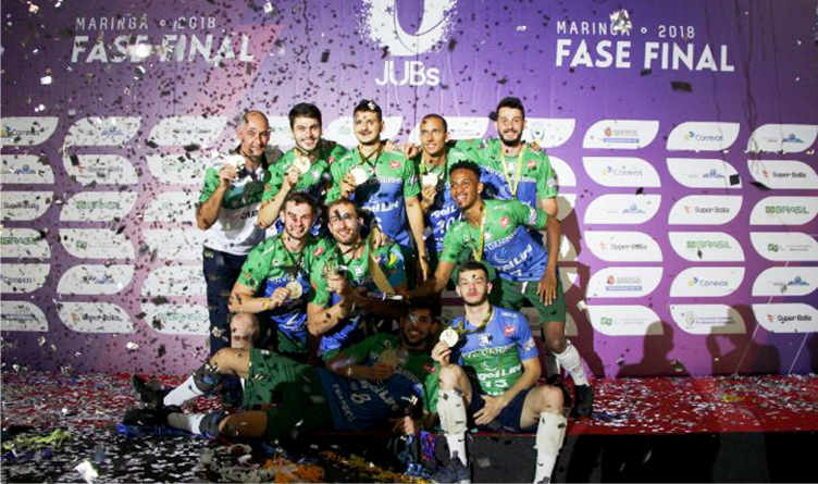 Time de v&ocirc;lei masculino foi campe&atilde;o do JUB’s 2018 que aconteceu em Maring&aacute; – Foto: UNOESC/ Divulga&ccedil;&atilde;o/ND