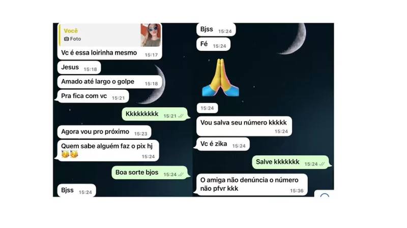 “Agora vou para o pr&oacute;ximo. Quem sabe algu&eacute;m faz um PIX hoje”, diz o golpista do WhatsApp – Foto: Reprodu&ccedil;&atilde;o