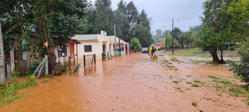 Casas alagadas em Abelardo Luz. – Foto: Defesa Civil/Divulga&ccedil;&atilde;o/ND