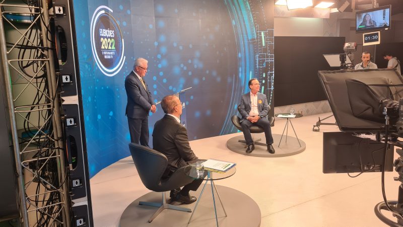 Jorginho Mello e D&eacute;cio Lima em debate na NDTV, mediado por Paulo Alceu – Foto: Altair Magagnin/ND