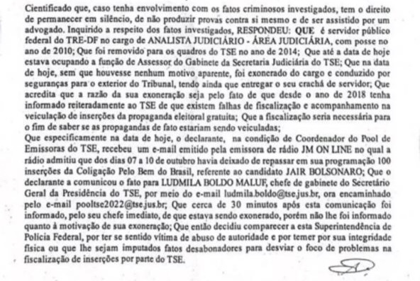 Depoimento do Funcion&aacute;rio do TSE tem den&uacute;ncia grave – Foto: Pol&iacute;cia Federal