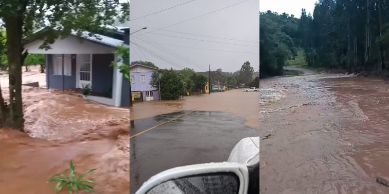 Chuva forte provoca alagamentos e enxurrada em cidades do Oeste de SC – Foto: Defesa Civil/ND