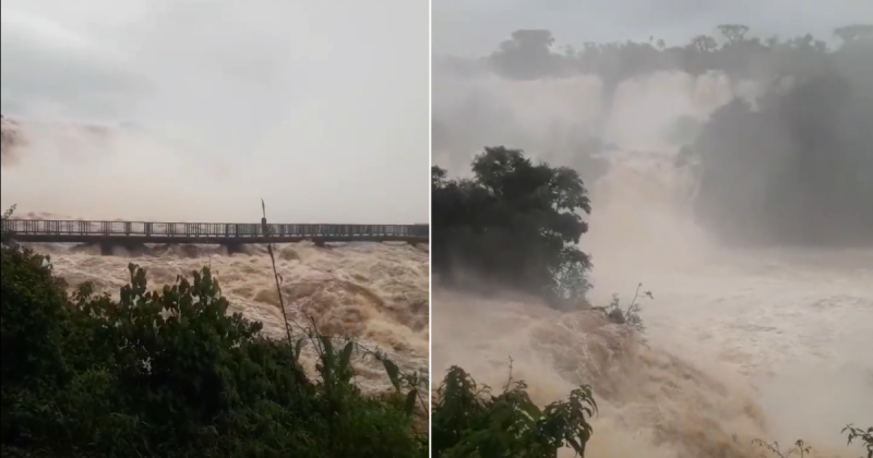 Cataratas do Igua&ccedil;u atingem recorde de vaz&atilde;o e passarelas sofrem inunda&ccedil;&atilde;o – Foto: Internet/Reprodu&ccedil;&atilde;o