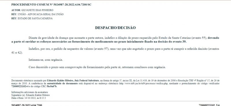 Decis&atilde;o da Justi&ccedil;a Federal determina que Estado compre at&eacute; este s&aacute;bado (15) o rem&eacute;dio de Gilvonete – Foto: Arquivo Pessoal/Divulga&ccedil;&atilde;o/ND