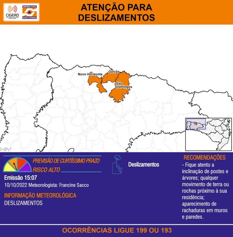 Defesa Civil emite alerta de aten&ccedil;&atilde;o para deslizamentos. – Foto: Defesa Civil/Divulga&ccedil;&atilde;o/ND
