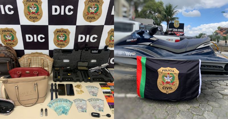 A estimativa inicial &eacute; que os bens e valores ultrapassem os R$500 mil – Foto: Pol&iacute;cia Civil de Brusque/Reprodu&ccedil;&atilde;o/ND