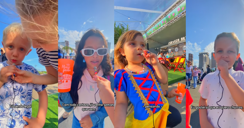 Crian&ccedil;as aproveitaram a festa e deram suas opini&otilde;es – Foto: Luis Debiasi/@Sou Bem Itaja&iacute;