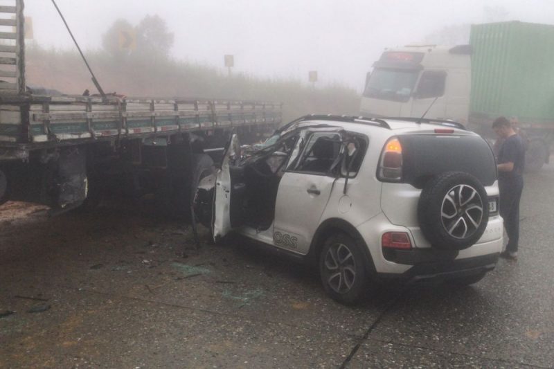 Acidente aconteceu na manh&atilde; desta ter&ccedil;a-feira (4), na SC-418 – Foto: PMRv/Divulga&ccedil;&atilde;o/ND