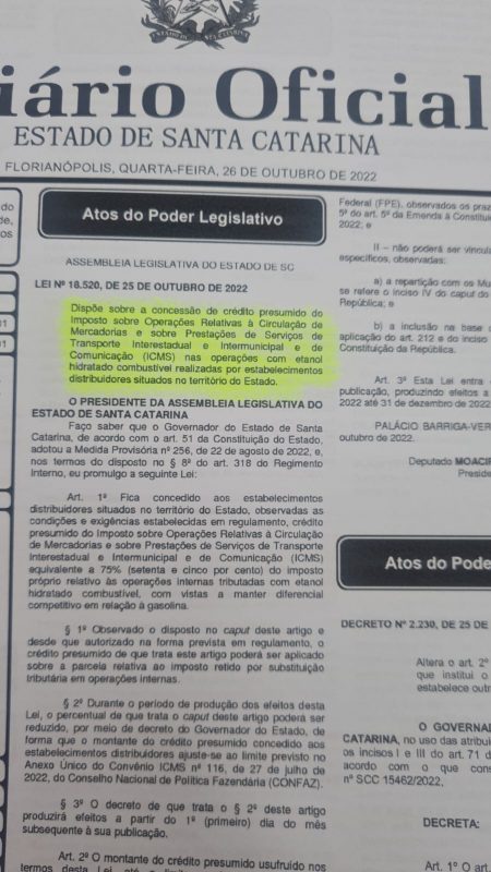 publicação no diario oficial do estado