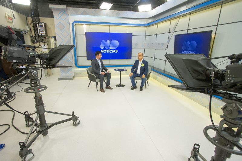 Candidato do PL foi o primeiro entrevistado no ND Not&iacute;cias – Foto: Leo Munhoz/ND