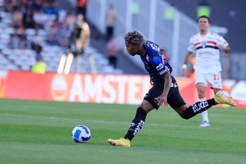 Independiente Del Valle e S&atilde;o Paulo jogaram na Argentina para 24 mil pessoas na final da Sul-Americana de 2022 – Foto: IDVEC/Ag&ecirc;ncia Press South/Divulga&ccedil;&atilde;o/ND