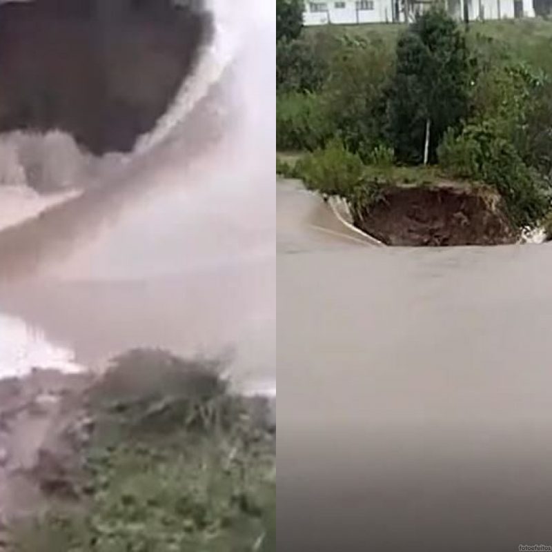 A&ccedil;ude rompe no Oeste de Santa Catarina – Foto: Defesa Civil/R&aacute;dio Web Dourado/Reprodu&ccedil;&atilde;o/ND