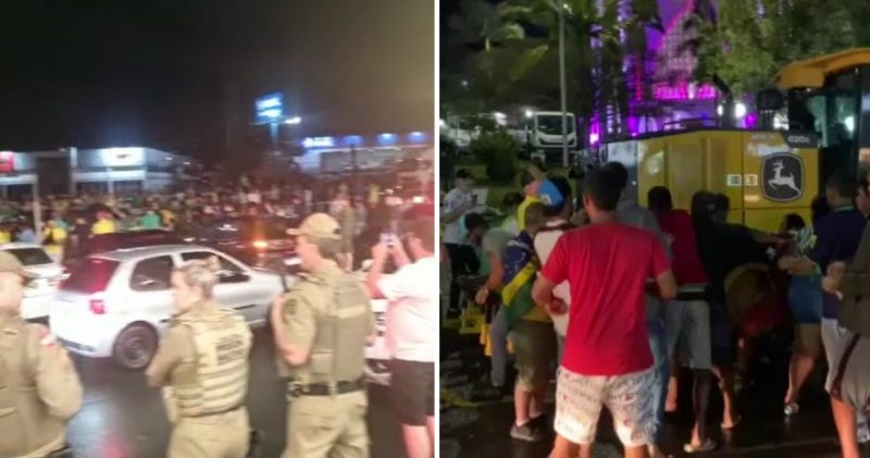 V&Iacute;DEOS: Bloqueio na BR-470 e pancadaria s&atilde;o registrados no Vale do Itaja&iacute; ap&oacute;s elei&ccedil;&otilde;es – Foto: Giacomo/Rede Web Tv/Reprodu&ccedil;&atilde;o