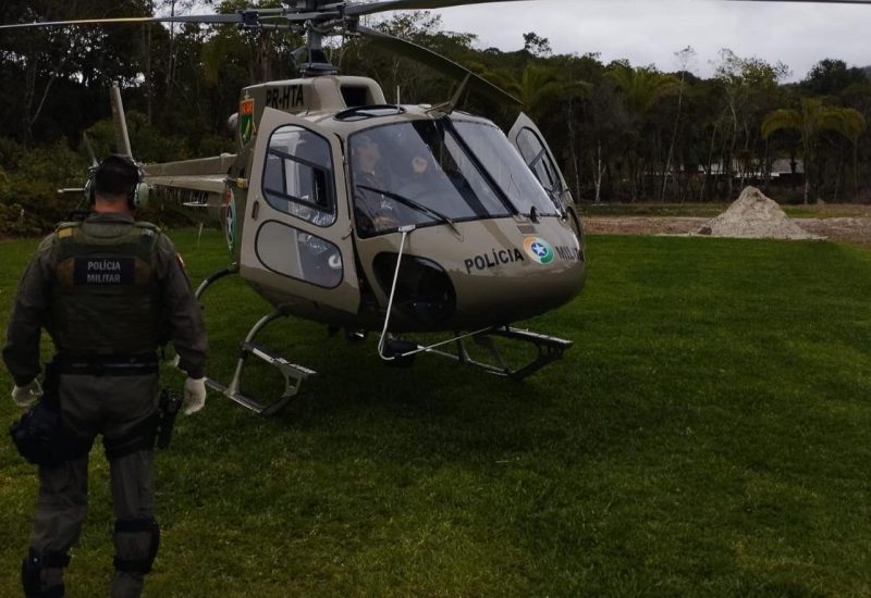 Helic&oacute;ptero &Aacute;guia da PM. Imagem ilustrativa – Foto: Bombeiros Volunt&aacute;rios de S&atilde;o Francisco do Sul/Divulga&ccedil;&atilde;o/ND