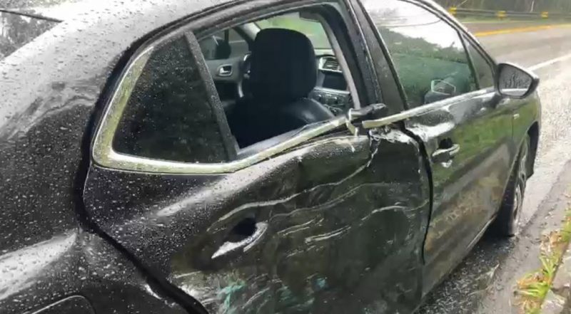 Carreta colidiu contra lateral do carro de Kevin – Foto: Osvaldo Sagaz/NDTV