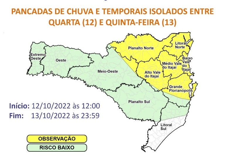 Pancadas de chuva e temporais isolados – Foto: DCSC/Divulga&ccedil;&atilde;o/ND