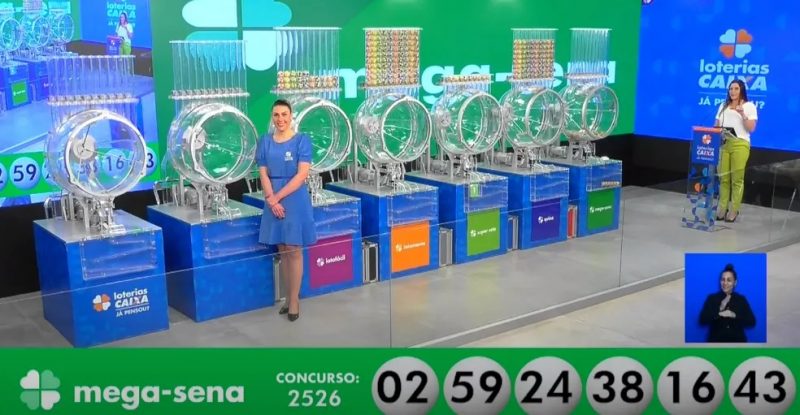 N&uacute;meros da Mega-Sena, concurso 2526 – Foto: Reprodu&ccedil;&atilde;o/Caixa/ND