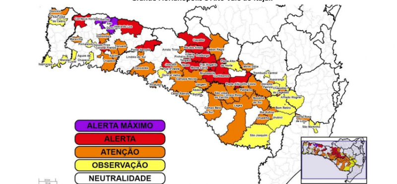 Munic&iacute;pios que est&atilde;o em alerta para deslizamentos – Foto: Defesa Civil/Divulga&ccedil;&atilde;o/ND