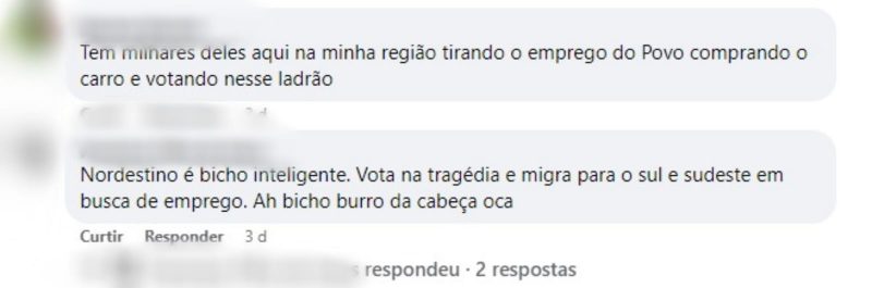 Coment&aacute;rios ofensivos foram feitos, principalmente, contra a popula&ccedil;&atilde;o nordestina – Foto: Internet/Reprodu&ccedil;&atilde;o