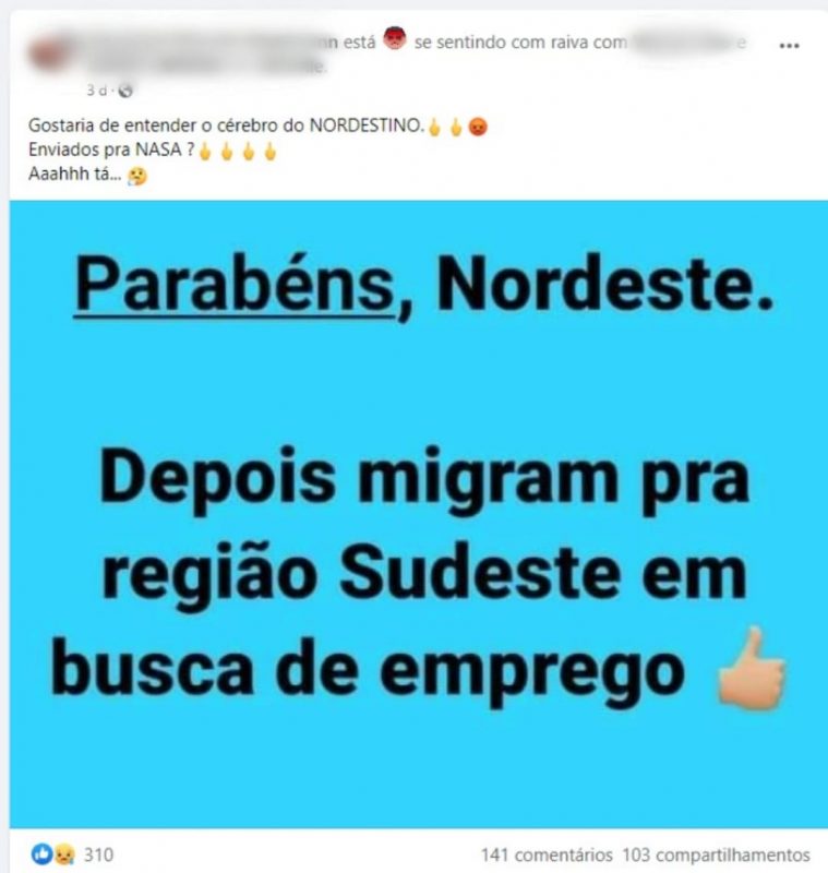 Coment&aacute;rios foram publicados ap&oacute;s o primeiro turno das elei&ccedil;&otilde;es – Foto: Internet/Reprodu&ccedil;&atilde;o