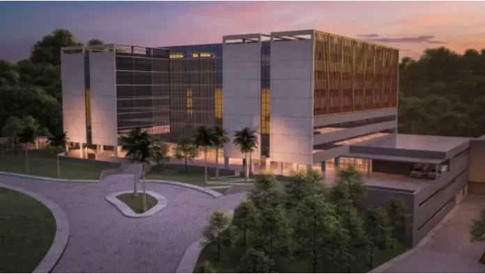 Na imagem, o projeto do complexo na &aacute;rea onde hoje funciona o Hospital Nereu Ramos, no bairro Agron&ocirc;mica.- Foto: Divulga&ccedil;&atilde;o