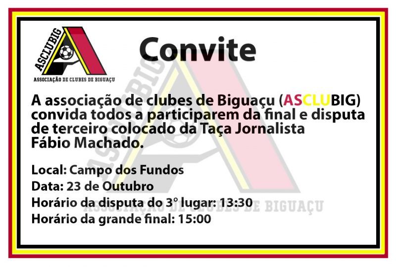 Convite para a final da Asclubig – Foto: ASCLUBIG/divuga&ccedil;&atilde;o
