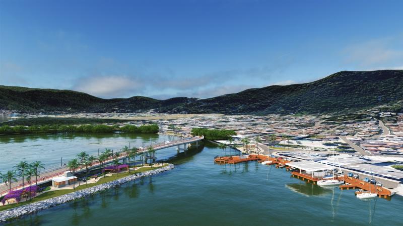 Projeto da nova ponte da Lagoa da Concei&ccedil;&atilde;o: obra foi paralisada novamente pela Justi&ccedil;a Federal – Foto: PMF/Divulga&ccedil;&atilde;o/ND